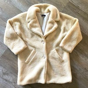 Boohoo Women’s Cream Faux Fur Teddy Jacket